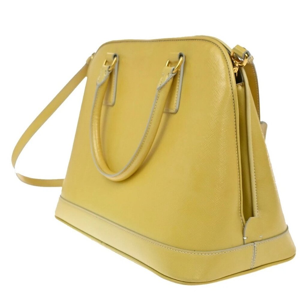 PRADA MILANO 2Way Shoulder Hand Bag Promenade Saffiano Leather Yellow 76EG323 - Picture 4 of 16